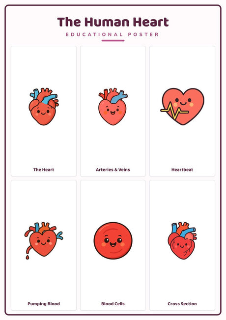 9-Pack The Human Body Educational Posters Set - A4 Matte Laminated Prints (210x297mm)