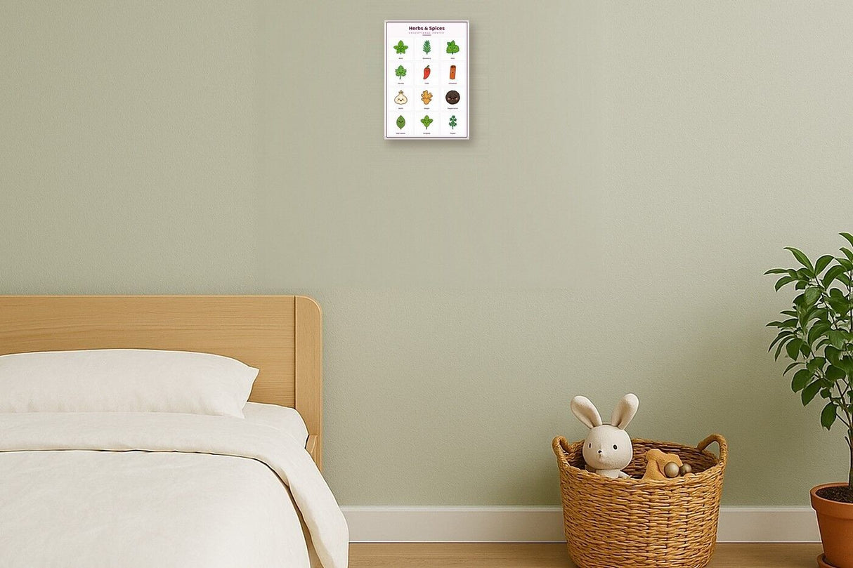 Herbs & Spices: A4 Matte Laminated Educational Poster Print - 210x297mm