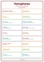 Homophones: A4 Matte Laminated Educational Poster Print - 210x297mm