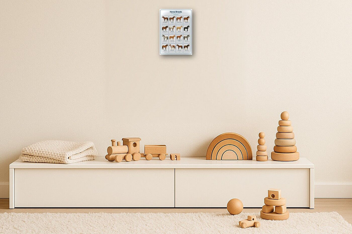 Horse Breeds: A4 Matte Laminated Educational Poster Print - 210x297mm