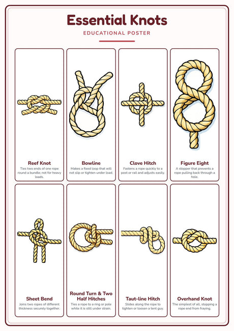 Essential Knots: A4 Matte Laminated Educational Poster Print - 210x297mm