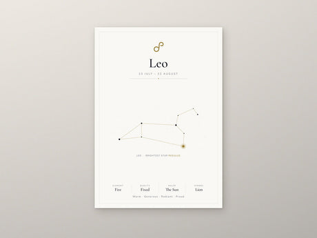 12-Pack Zodiac Constellations Educational Posters Set - White A4 Matte Laminated Prints (210x297mm)
