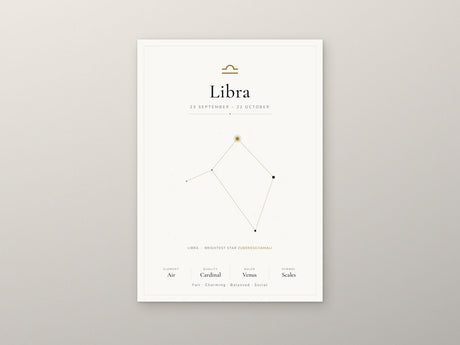 12-Pack Zodiac Constellations Educational Posters Set - White A4 Matte Laminated Prints (210x297mm)