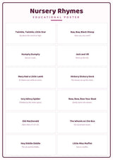 Nursery Rhymes: A4 Matte Laminated Educational Poster Print - 210x297mm