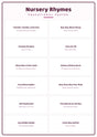 Nursery Rhymes: A4 Matte Laminated Educational Poster Print - 210x297mm