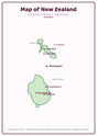 Map of New Zealand: A4 Matte Laminated Educational Poster Print - 210x297mm