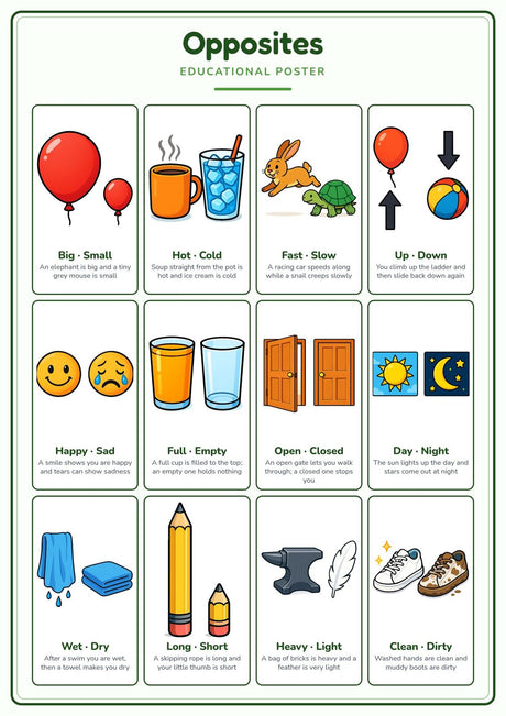 5-Pack Toddler First Concepts Educational Posters Set - A4 Matte Laminated Prints (210x297mm)