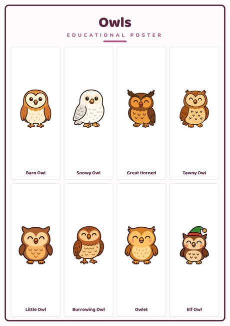 6-Pack Birds Educational Posters Set - A4 Matte Laminated Prints (210x297mm)