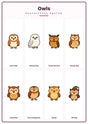 Owls: A4 Matte Laminated Educational Poster Print - 210x297mm