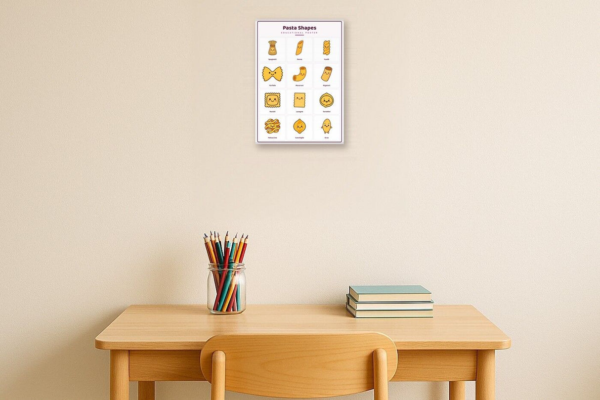 Pasta Shapes: A4 Matte Laminated Educational Poster Print - 210x297mm