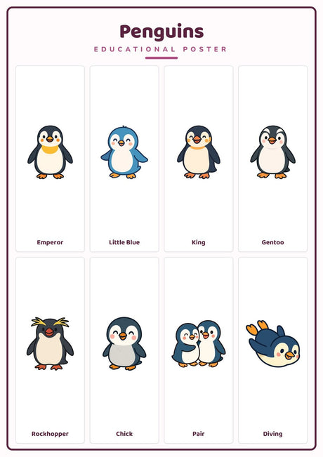 6-Pack Birds Educational Posters Set - A4 Matte Laminated Prints (210x297mm)