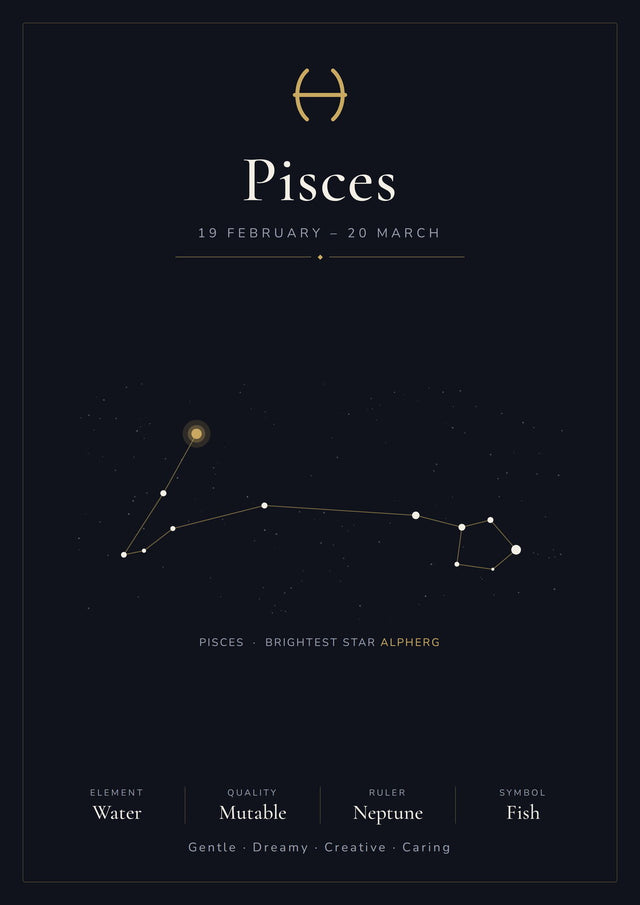 Pisces Zodiac Black