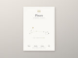 Pisces Zodiac Constellation White: A4 Matte Laminated Educational Poster Print - 210x297mm