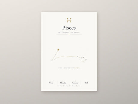 12-Pack Zodiac Constellations Educational Posters Set - White A4 Matte Laminated Prints (210x297mm)