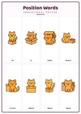 Position Words: A4 Matte Laminated Educational Poster Print - 210x297mm
