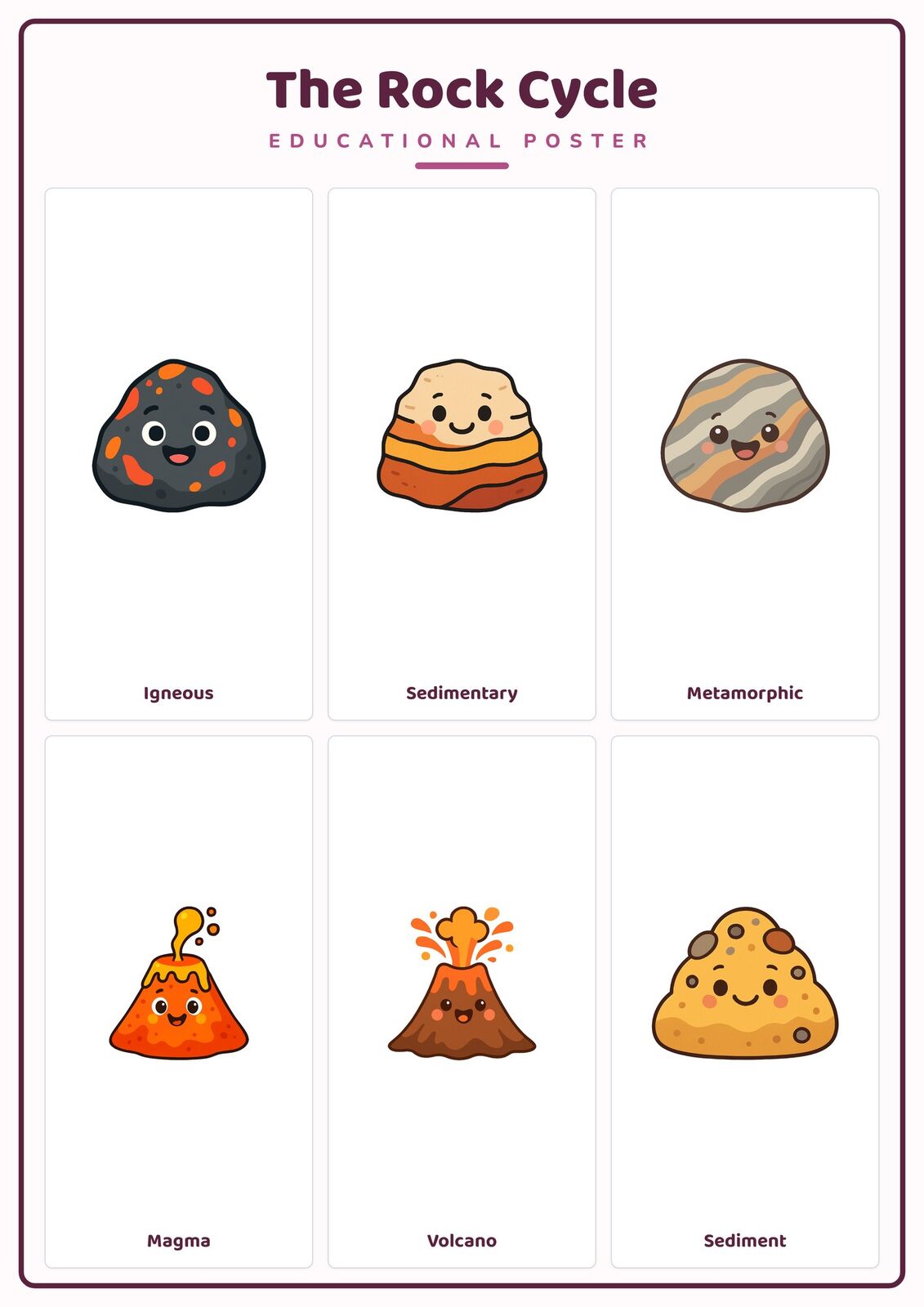 The Rock Cycle: A4 Matte Laminated Educational Poster Print - 210x297mm