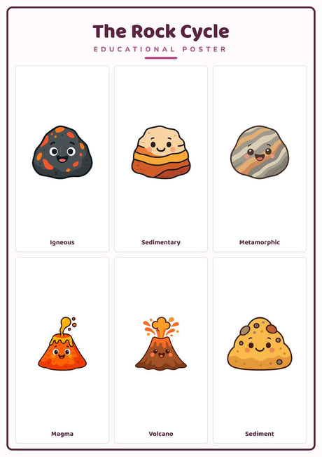 The Rock Cycle: A4 Matte Laminated Educational Poster Print - 210x297mm