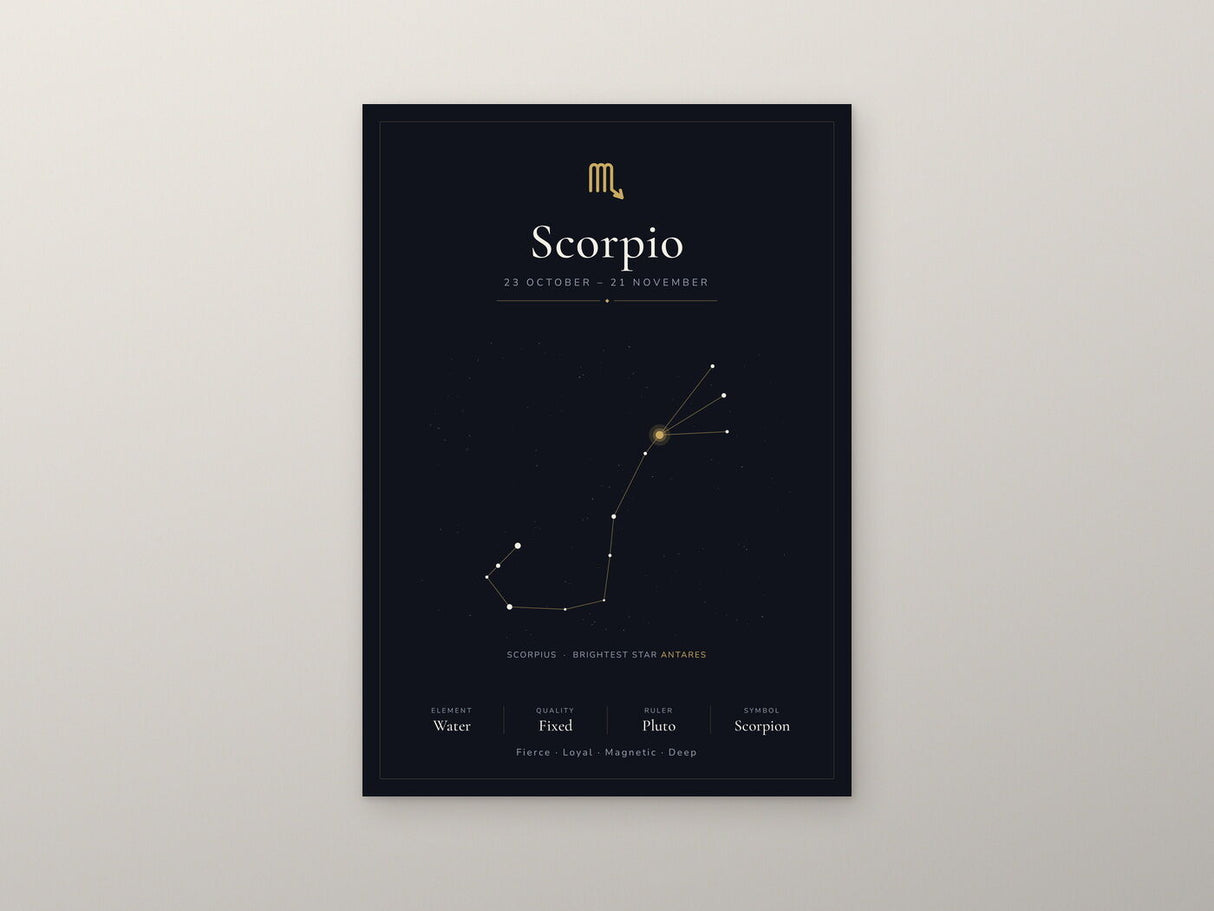 Scorpio Zodiac Constellation Black: A4 Matte Laminated Educational Poster Print - 210x297mm