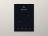 Scorpio Zodiac Constellation Black: A4 Matte Laminated Educational Poster Print - 210x297mm