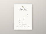 Scorpio Zodiac Constellation White: A4 Matte Laminated Educational Poster Print - 210x297mm