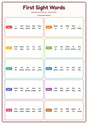 First Sight Words: A4 Matte Laminated Educational Poster Print - 210x297mm