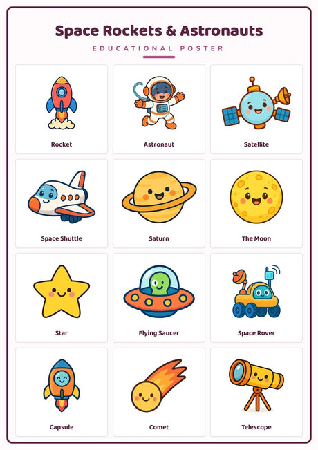 4-Pack Space & Astronomy Educational Posters Set - A4 Matte Laminated Prints (210x297mm)