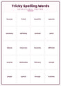 Tricky Spelling Words: A4 Matte Laminated Educational Poster Print - 210x297mm