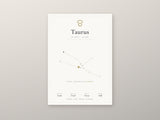 Taurus Zodiac Constellation White: A4 Matte Laminated Educational Poster Print - 210x297mm