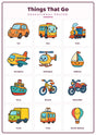 Things That Go: A4 Matte Laminated Educational Poster Print - 210x297mm