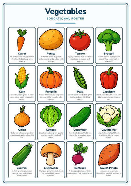 5-Pack Farm & Food Educational Posters Set - A4 Matte Laminated Prints (210x297mm)