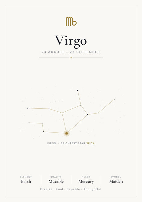 12-Pack Zodiac Constellations Educational Posters Set - White A4 Matte Laminated Prints (210x297mm)