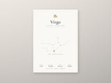 Virgo Zodiac Constellation White: A4 Matte Laminated Educational Poster Print - 210x297mm