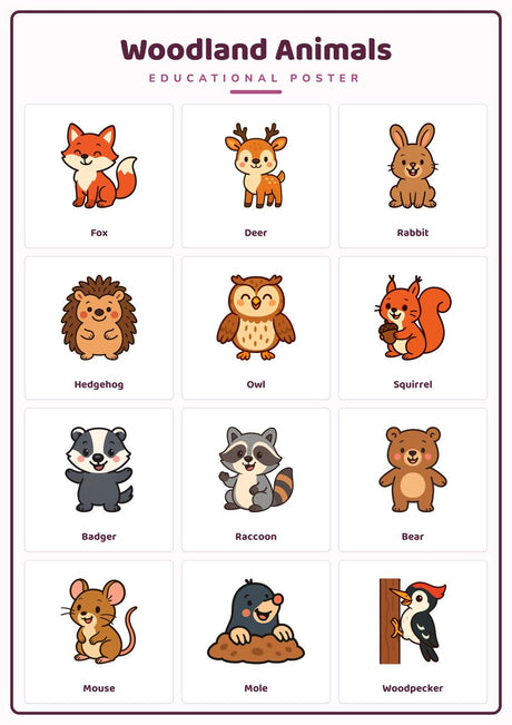 7-Pack Animals of the World Educational Posters Set - A4 Matte Laminated Prints (210x297mm)
