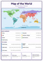 Map of the World: A4 Matte Laminated Educational Poster Print - 210x297mm