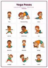 Yoga Poses: A4 Matte Laminated Educational Poster Print - 210x297mm