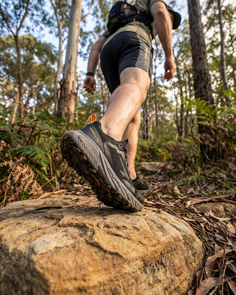 Sfida Lark Mens Trail Runners - Black/Grey/Orange (Trail Running/Hiking Shoes)