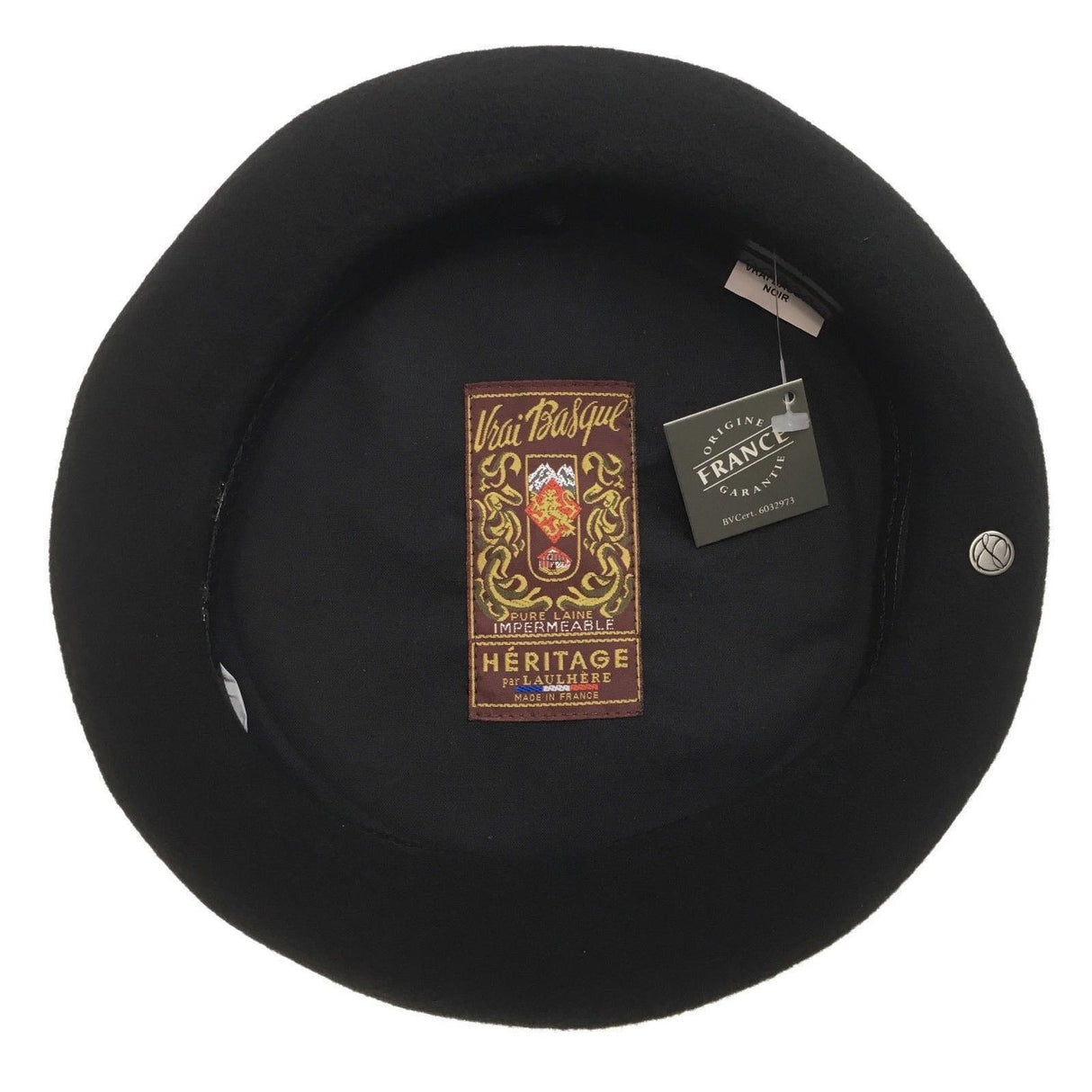 Laulhère Vrai Basque 100% Wool French Beret - Black (Made in France)