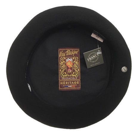 Laulhère Vrai Basque 100% Wool French Beret - Black (Made in France)