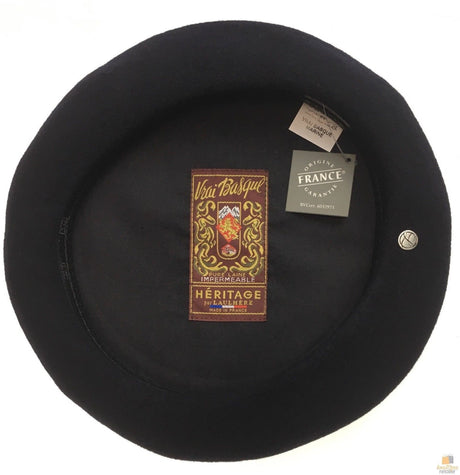 Laulhère Vrai Basque 100% Wool French Beret - Black (Made in France) - Navy Blue (Marine)