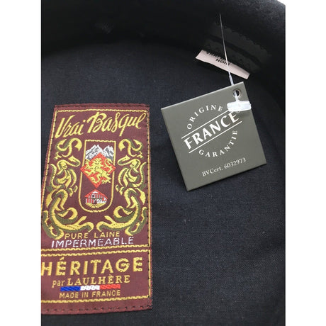 Laulhère Vrai Basque 100% Wool French Beret - Black (Made in France)