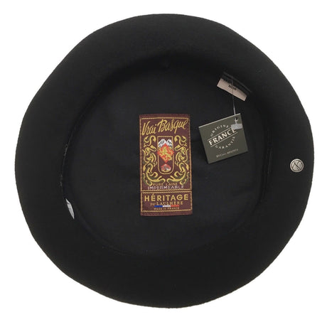 Laulhère Vrai Basque 100% Wool French Beret - Black (Made in France)