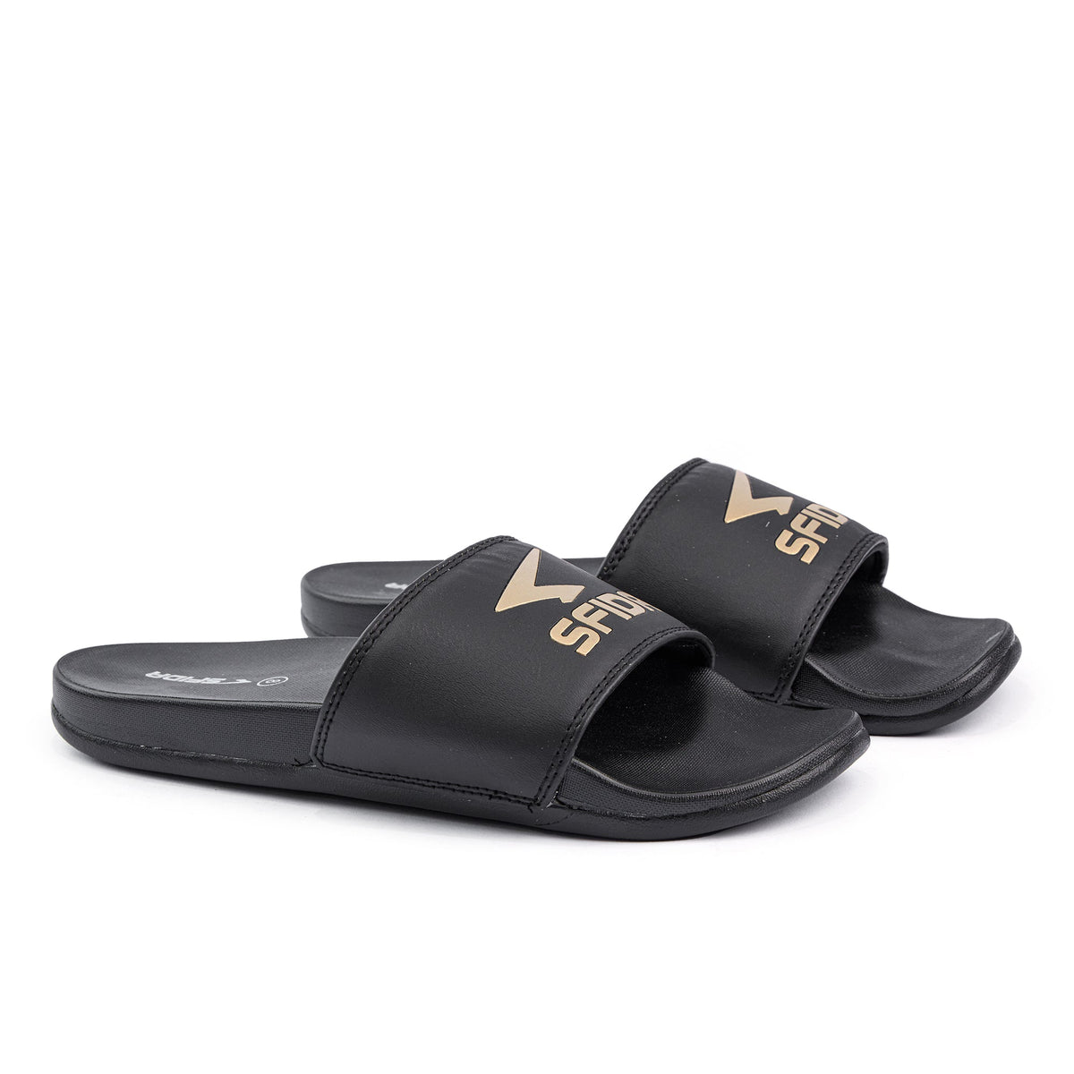 Sfida Laze Womens Slides - Black/Gold (Slip On Sandals)