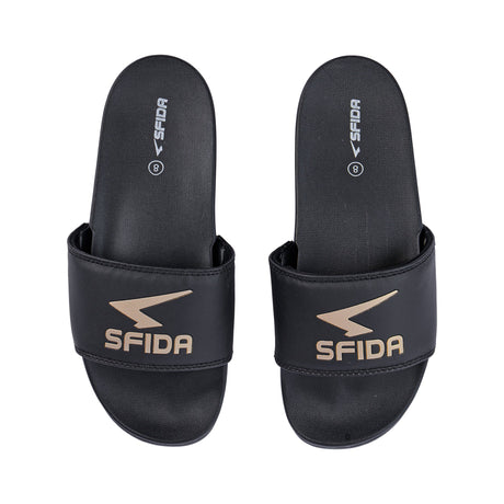 Sfida Laze Womens Slides - Black/Gold (Slip On Sandals)