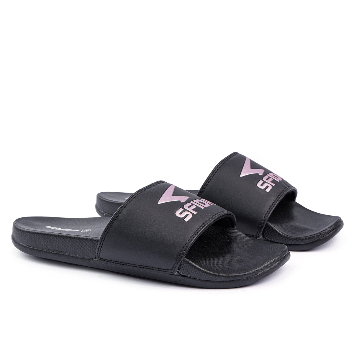 Sfida Laze Womens Slides - Black/Metallic Blush (Slip On Sandals)
