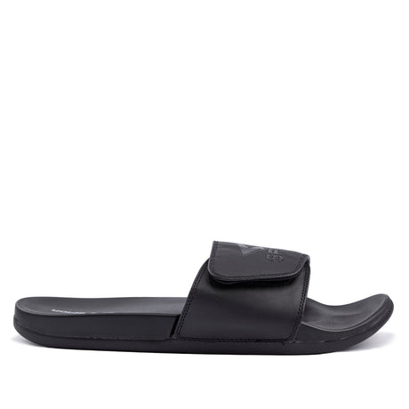 Sfida Laze Mens Adjustable V Strap Slides - Black (Slip On Sandals) - BLACK