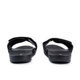 Sfida Laze Mens Adjustable V Strap Slides - Black (Slip On Sandals)