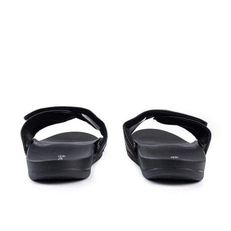 Sfida Laze Mens Adjustable V Strap Slides - Black (Slip On Sandals)
