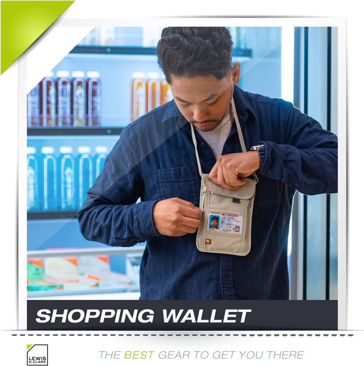 Lewis N. Clark RFID Blocking Travel Neck Wallet Stash Passport Security Pouch - Clay