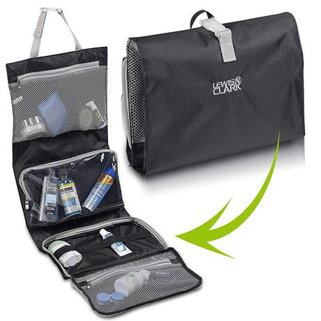 Lewis N. Clark Hanging Toiletry Bag Kit Case Travel Cosmetic Storage Organizer  - Black