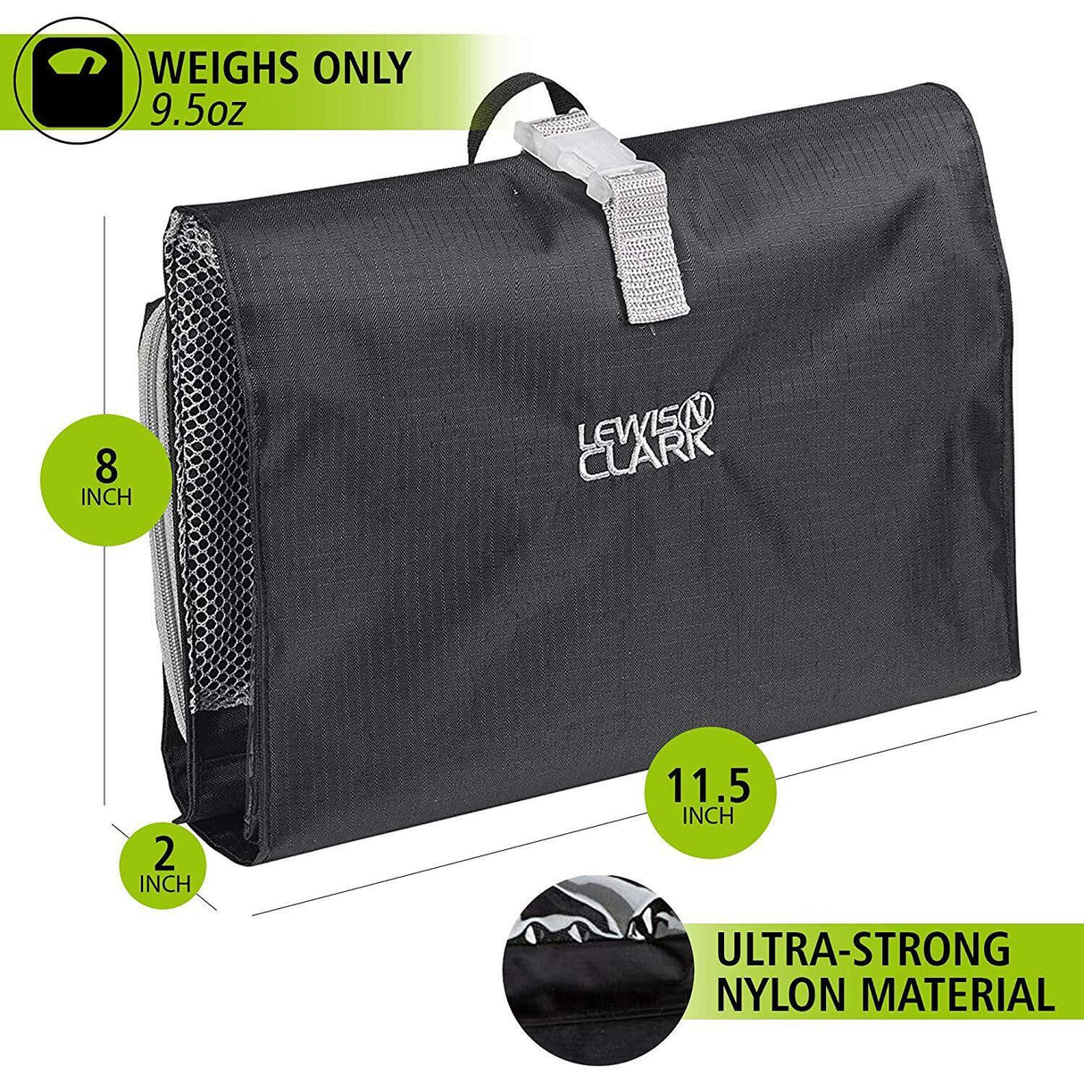 Lewis N. Clark Hanging Toiletry Bag Kit Case Travel Cosmetic Storage Organizer  - Black